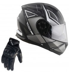 Pack Capacete + Luvas Sra IMS Aquila Preto