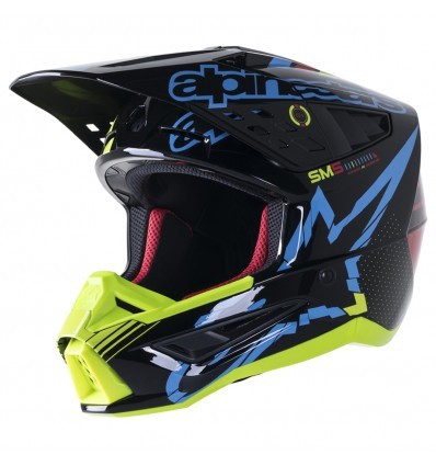 Alpinestars SM-5 Action Black/Cyan/Fluo Helmet
