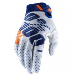 White/Blue 100% RIDEFIT Gloves